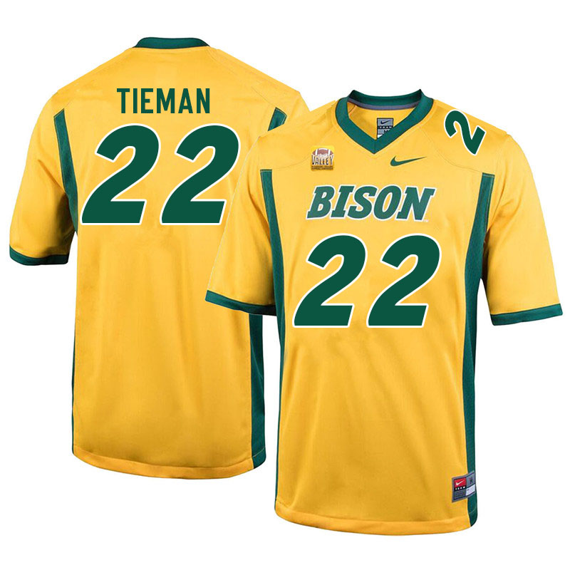 Men #22 Dalton Tieman North Dakota State Bison College Football Jerseys Sale-Yellow